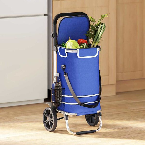 vidaXL Trolley de shopping Bleu 36.5 x 46.5 x 100.5 cm Tissu Oxford