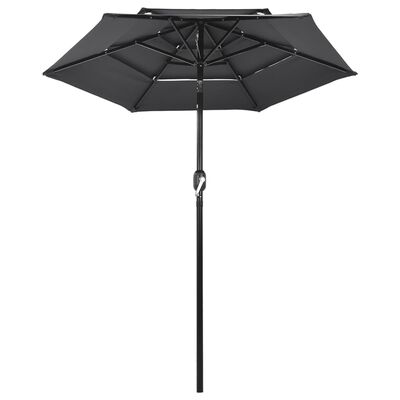 vidaXL Parasol de jardin à 3 niveaux avec mât en aluminium anthracite