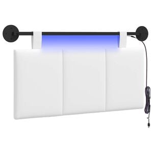 vidaXL T&ecirc;te de lit suspendue Avec lumi&egrave;re LED Blanc Tissu