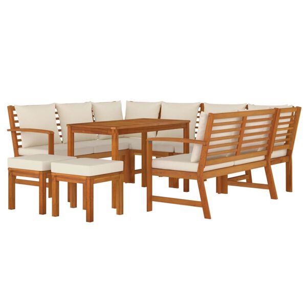 vidaXL Ensemble à manger de jardin coussins 9 pcs Bois acacia