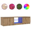 vidaXL Meuble TV avec lumi&egrave;res LED ch&ecirc;ne artisanal bois d'ing&eacute;nierie
