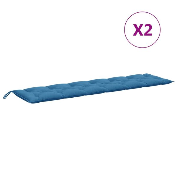 vidaXL Coussins de banc de jardin lot de 2 bleu mélangé tissu