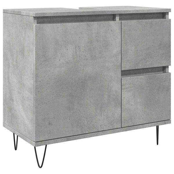 vidaXL Armoire de lavabo de salle de bain gris b&eacute;ton 65x33x60 cm