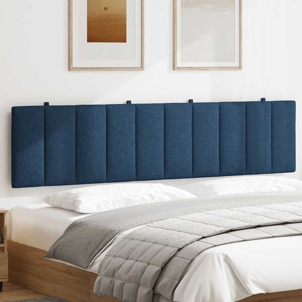vidaXL Coussin de t&ecirc;te de lit Hanko bleu 200 cm tissu