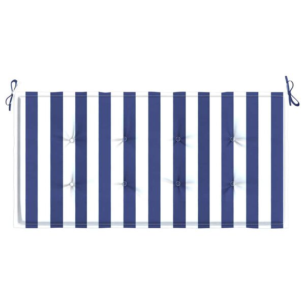 vidaXL Coussin de banc de jardin rayures bleues et blanches 120x50x4cm