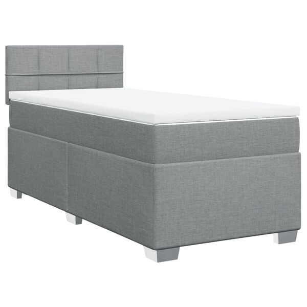 vidaXL Sommier &agrave; lattes de lit avec matelas Gris clair 100x200cm Tissu