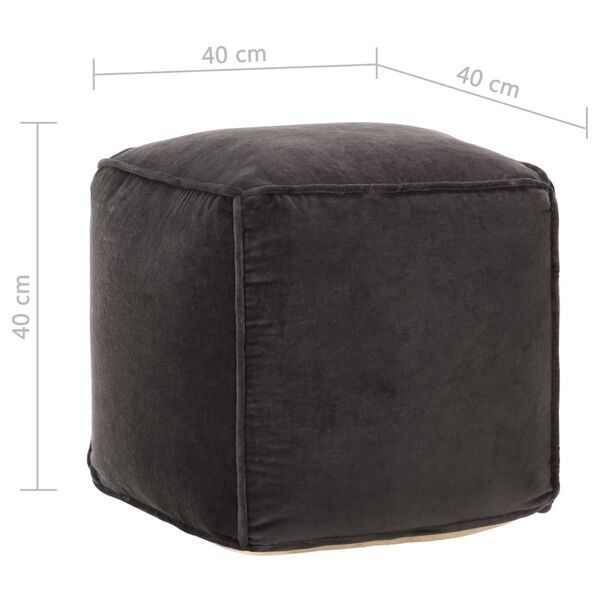 vidaXL Pouf velours de coton 40x40x40 cm anthracite