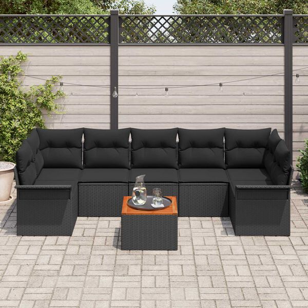 vidaXL Ensemble de canap&eacute; de jardin avec coussin 8 pcs Noir