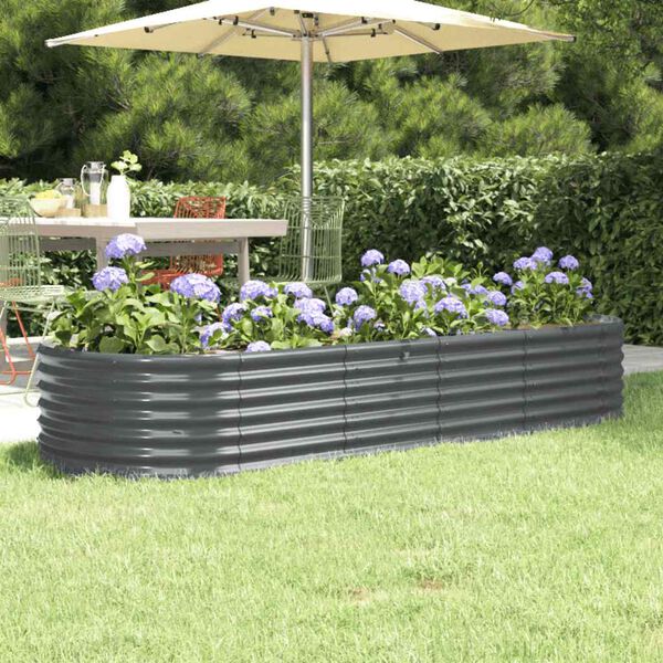 vidaXL Lit sur&eacute;lev&eacute; de jardin Acier galvanis&eacute; Anthracite