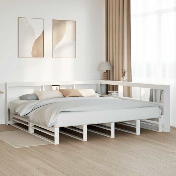 vidaXL Lit biblioth&egrave;que sans matelas blanc 180x200 cm bois pin massif