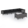 vidaXL Salon de jardin 8 pcs avec coussins R&eacute;sine tress&eacute;e Gris fonc&eacute;