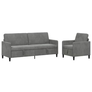 vidaXL Canap&eacute; avec rangement 2 pc Gris fonc&eacute; Polyester