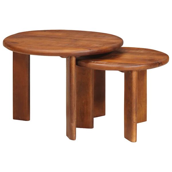 vidaXL Tables gigognes 2 pcs Marron miel Bois de mangue massif