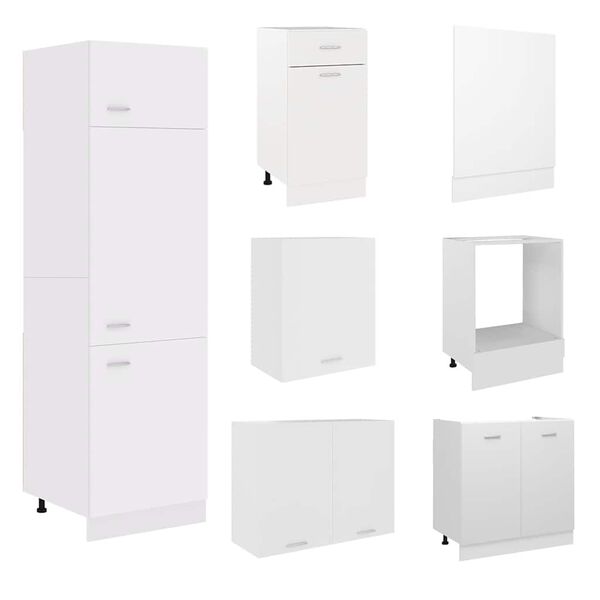 vidaXL Ensemble de 7 meubles de cuisine "Lyon" en bois d'ing&eacute;nierie blanc