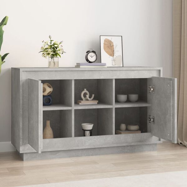vidaXL Buffet gris béton 102x35x60 cm bois d'ingénierie