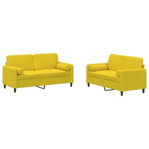 vidaXL Ensemble de canap&eacute;s 2 pcs avec coussins jaune velours