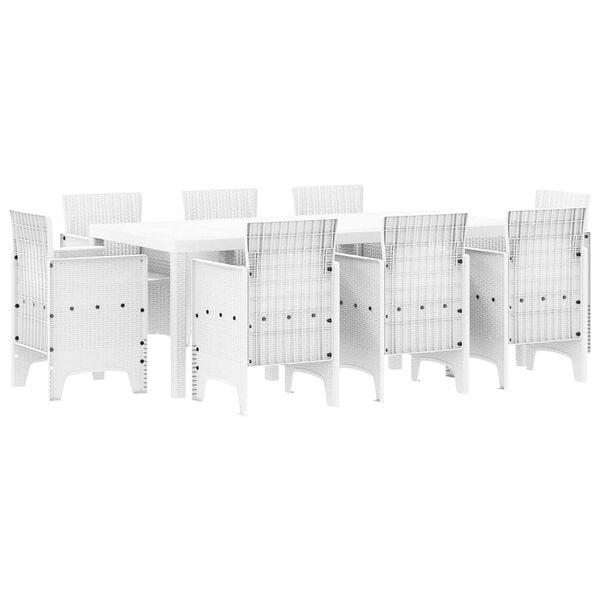 vidaXL Ensemble de salle à manger pour jardin 9 pcs Blanc Rattan Polt
