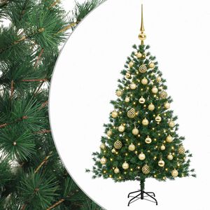 vidaXL Sapin de No&euml;l artificiel avec boules 150 cm 150 LED Blanc chaud