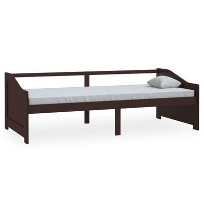 vidaXL Lit de repos 3 places sans matelas Marron foncé 90x200 cm