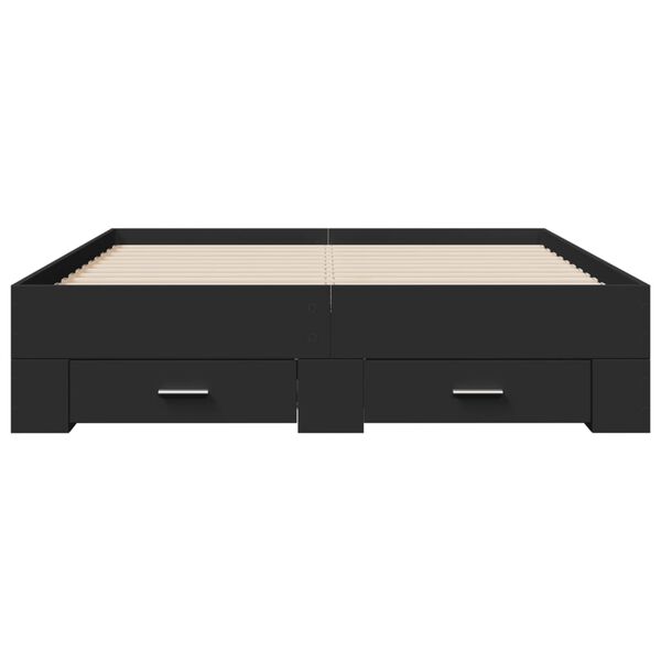 vidaXL Cadre de lit avec tiroirs sans matelas noir 120x190 cm