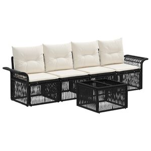 vidaXL Ensemble de canap&eacute; de jardin 5 pc Noir polyrotin