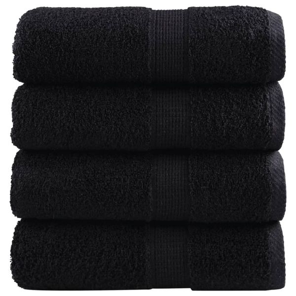 vidaXL Serviettes de toilette Premium SOLUND 4 pi&egrave;ces Noir 30 x 30 cm 600 g/m&sup2;