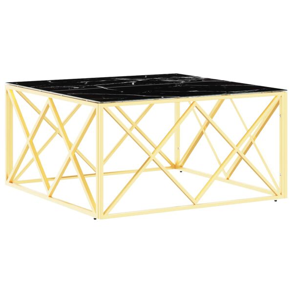 vidaXL Table basse doré 80x80x40 cm acier inoxydable et verre