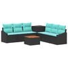 vidaXL Ensemble de Canap&eacute;s 8 pc Noir et Bleu