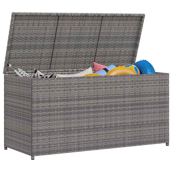 vidaXL Bo&icirc;te de rangement de jardin gris 120x50x60 cm r&eacute;sine tress&eacute;e