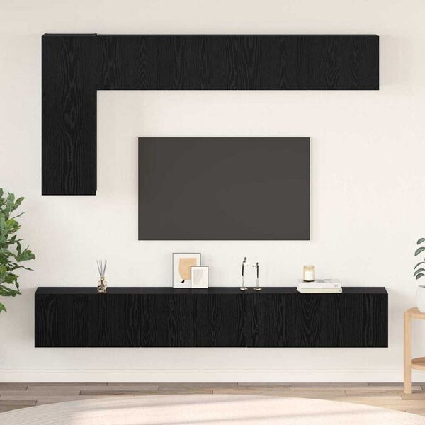 vidaXL Ensemble meuble TV 6 pcs Ch&ecirc;ne noir Bois d'ing&eacute;nierie