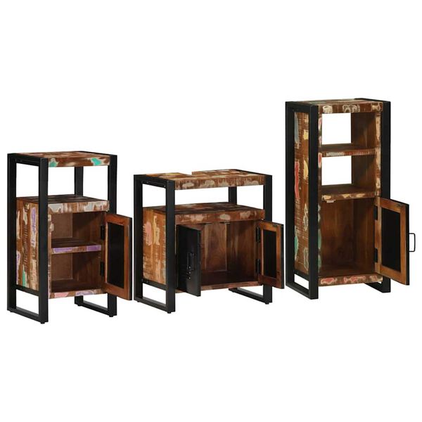 vidaXL Ensemble de mobilier de salle de bain 3 pcs Bois Recycl&eacute; Solide