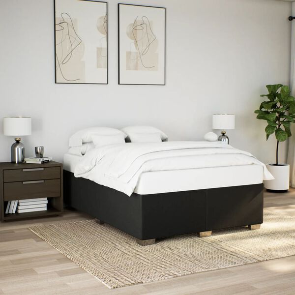 vidaXL Sommier &agrave; lattes de lit avec matelas Noir 140x200 cm Tissu