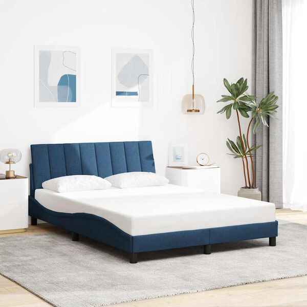 vidaXL Cadre de lit sans matelas Hanko bleu 120x200 cm tissu
