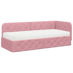 vidaXL Cadre de lit d'angle Rose 80 x 200 cm Velours