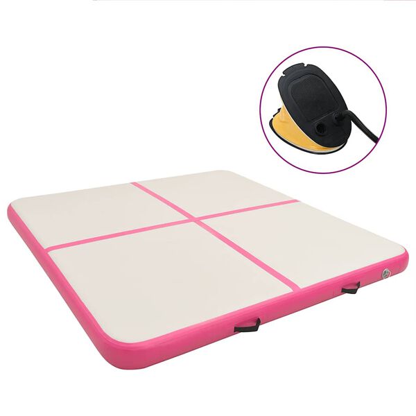 vidaXL Tapis gonflable de gymnastique avec pompe 200x200x10cm PVC Rose