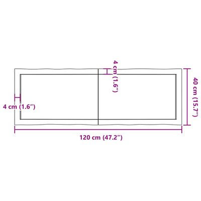 vidaXL Dessus de table bois massif non traité bordure assortie