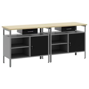 vidaXL Ensemble d'&eacute;tabli 2 pc Noir Acier enduit de poudre