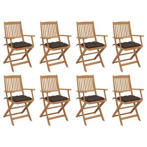 vidaXL Chaises pliables d'ext&eacute;rieur et coussins lot de 8 Bois d'acacia