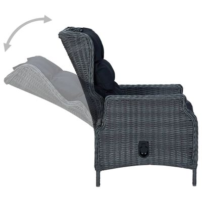 vidaXL Ensemble à manger d'extérieur 7pcs et coussins rotin gris foncé