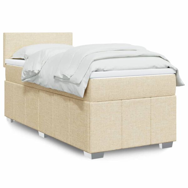 vidaXL Sommier &agrave; lattes de lit avec matelas Cr&egrave;me 80x200 cm Tissu