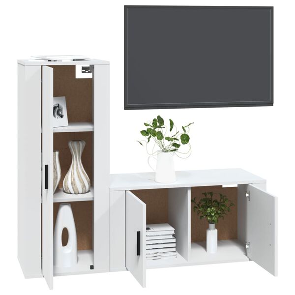 vidaXL Ensemble de meubles TV 2 pcs Blanc Bois d'ing&eacute;nierie
