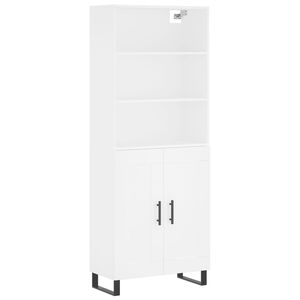 vidaXL Buffet haut Blanc 69,5x34x180 cm Bois d'ing&eacute;nierie