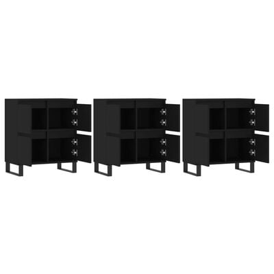 vidaXL Buffets 3 pcs noir bois d'ingénierie