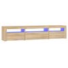 vidaXL Meuble TV avec lumi&egrave;res LED Ch&ecirc;ne sonoma 195x35x40 cm