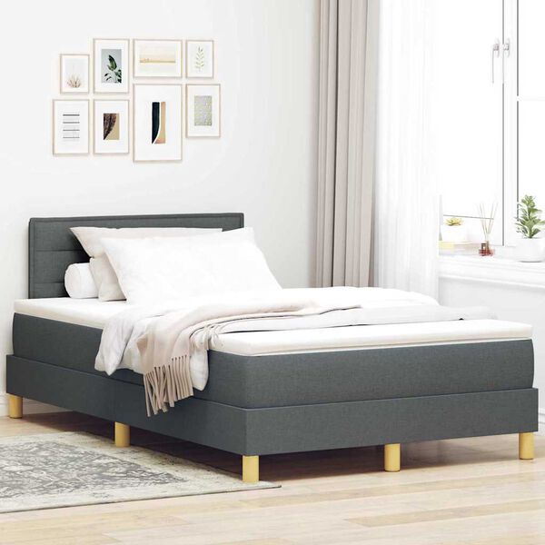 vidaXL Lit &agrave; ressorts avec matelas Gris fonc&eacute; 120 x 190 cm tissu