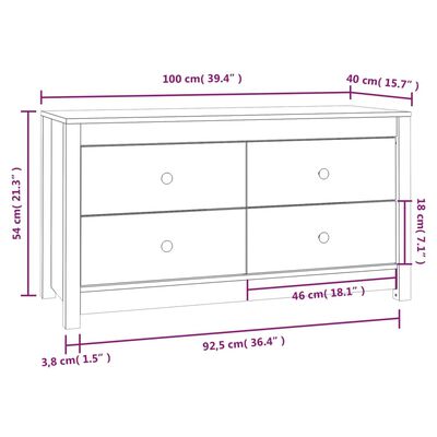 vidaXL Armoire latérale 100x40x54 cm Bois de pin massif