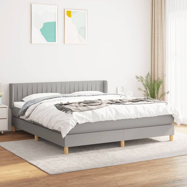 vidaXL Sommier &agrave; lattes de lit avec matelas Gris clair 160x200cm Tissu