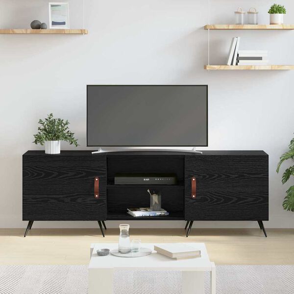 vidaXL Meuble TV Ch&ecirc;ne noir 150 x 30 x 50 cm Bois d'ing&eacute;nierie