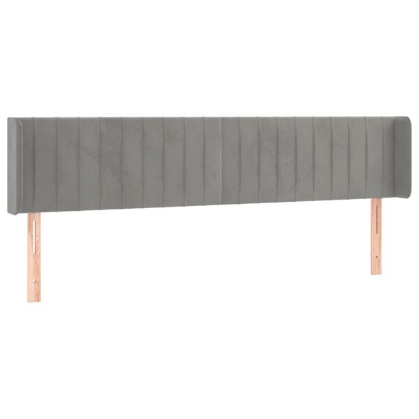 vidaXL T&ecirc;te de lit avec oreilles Gris clair 203x16x78/88 cm Velours