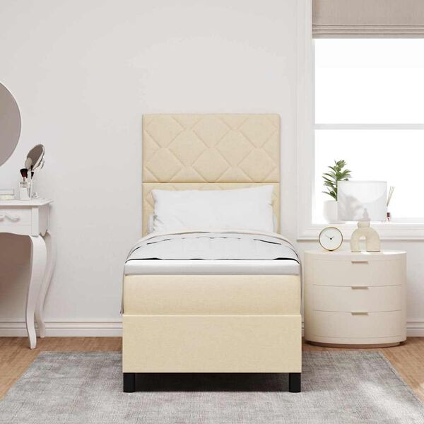 vidaXL Lit &agrave; ressorts avec matelas Cr&egrave;me 80 x 200 cm tissu